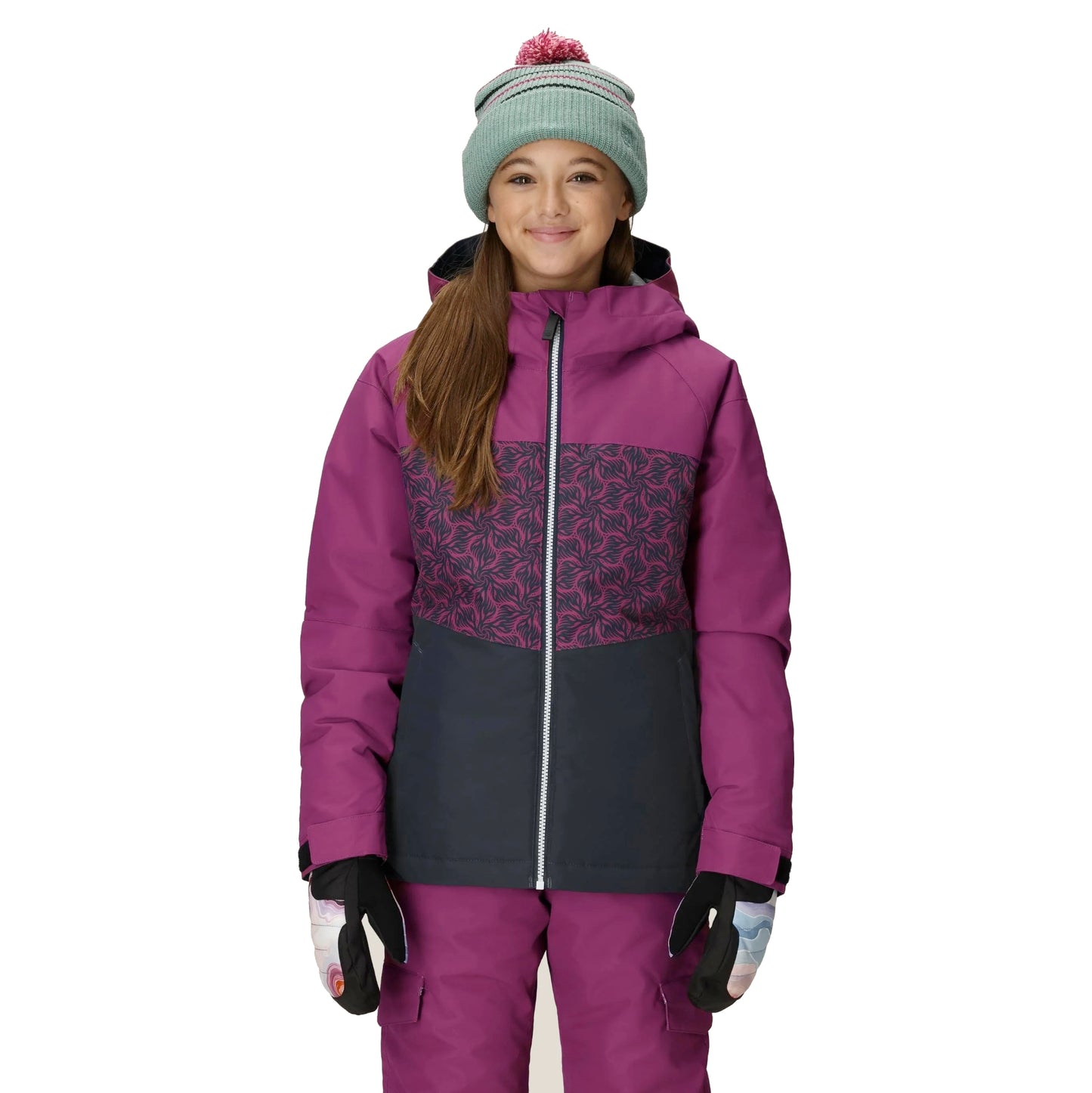 686 athena kids’ jacket-color-violet colorblock