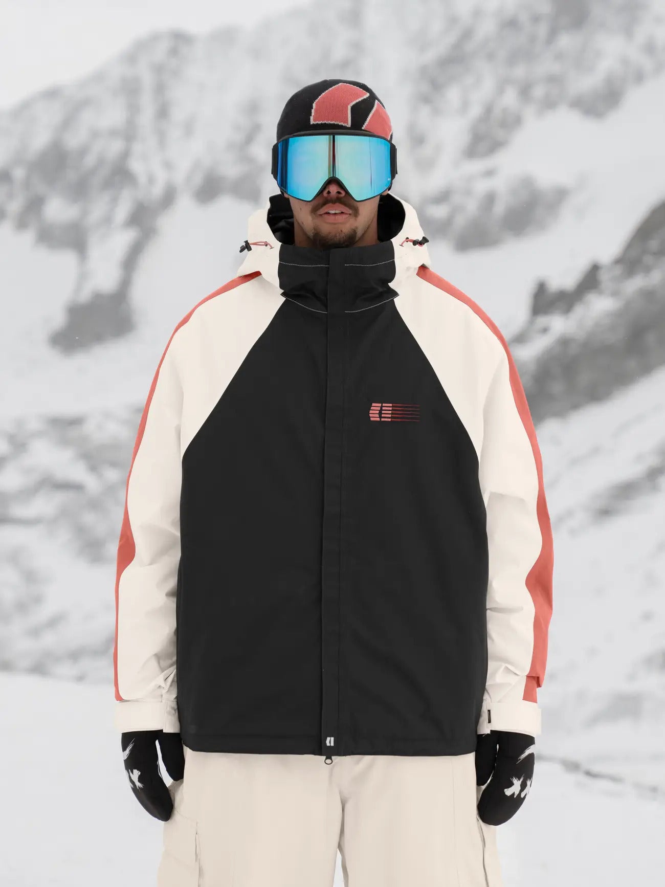 armada gansett 2l insulated men’s anorak jacket-color-black / cream / faded rose