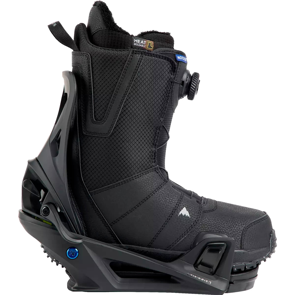 burton step on men’s snowboard boot and binding package