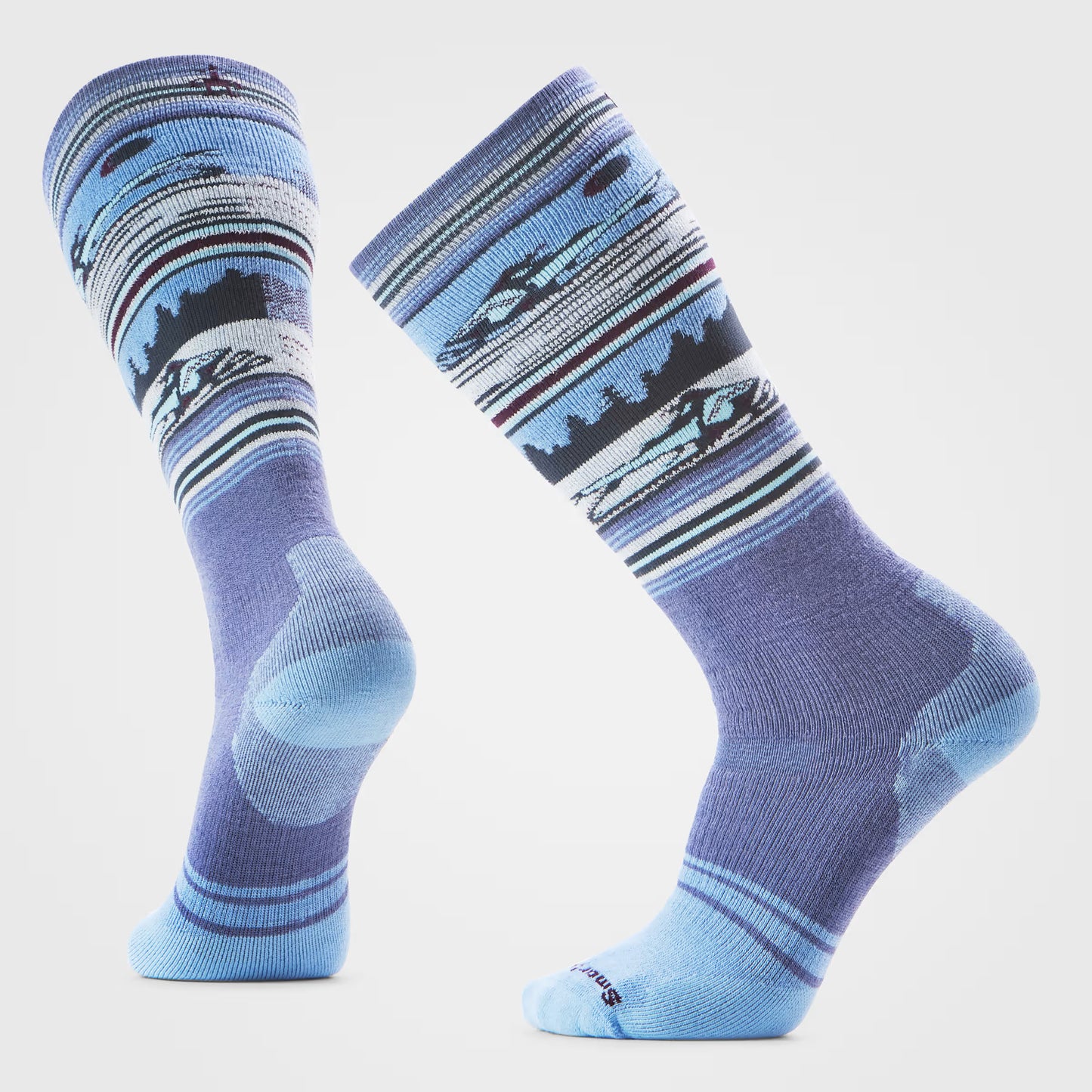 smartwool full cushion mountain geo pattern over the calf socks-color-nightfall blue