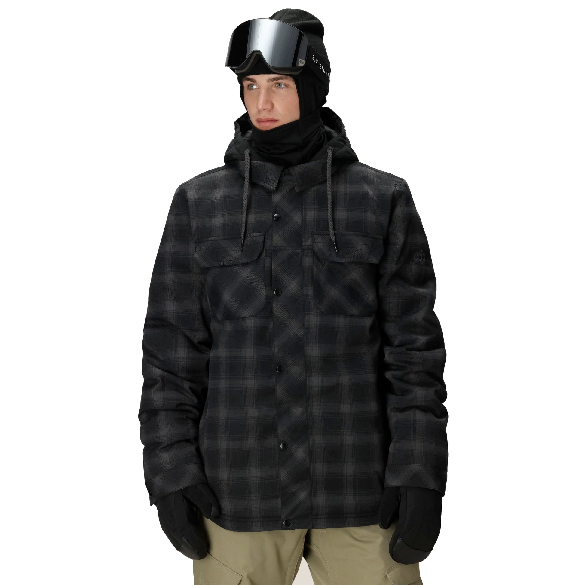 686 woodland insulated men’s jacket-color-black plaid