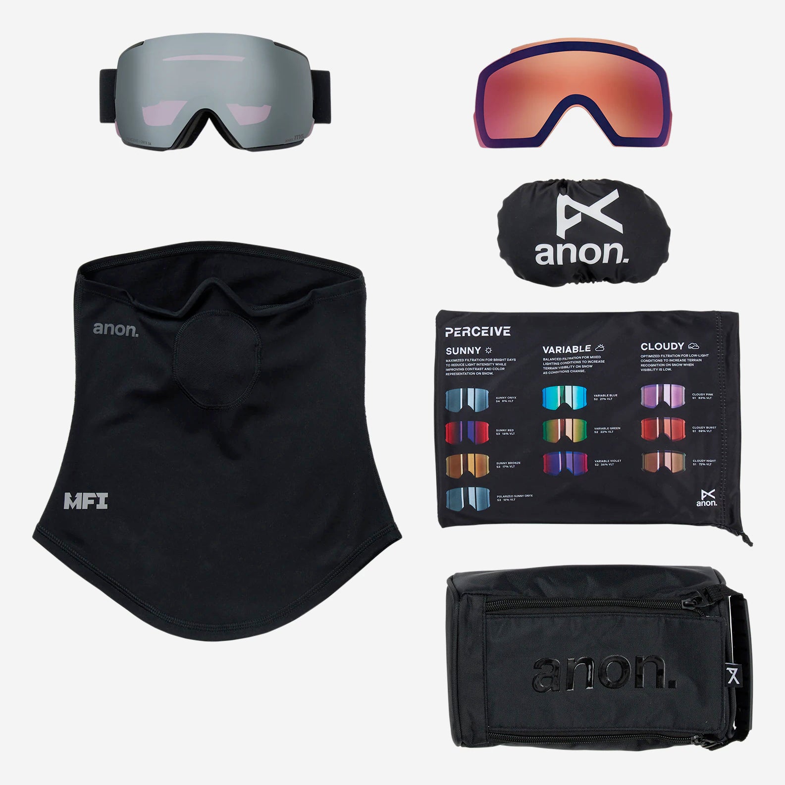 anon m5 goggles with bonus lens and mfi mask-color-smoke/perceive sunny onyx
