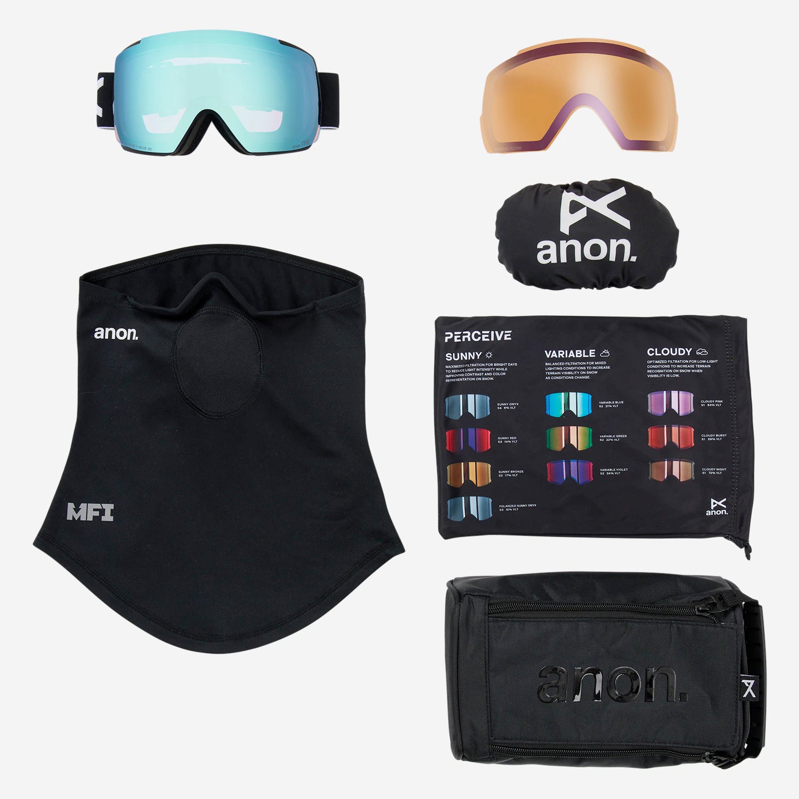 anon m5 goggles with bonus lens and mfi mask-color-black/perceive variable blue