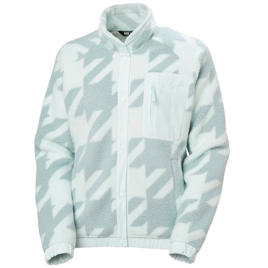 helly hansen imperial printed pile snap women’s fleece jacket-color-icicle houndstooth aop
