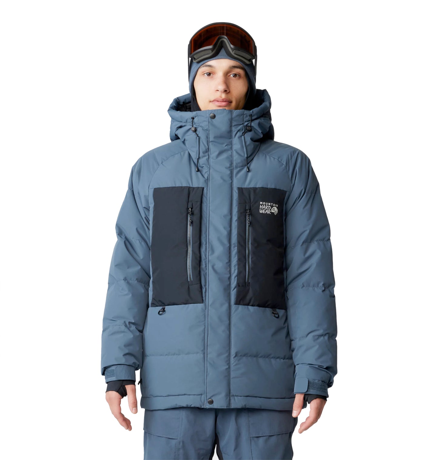 mountain hardwear first tracks men’s down jacket-color-moon blue, blac