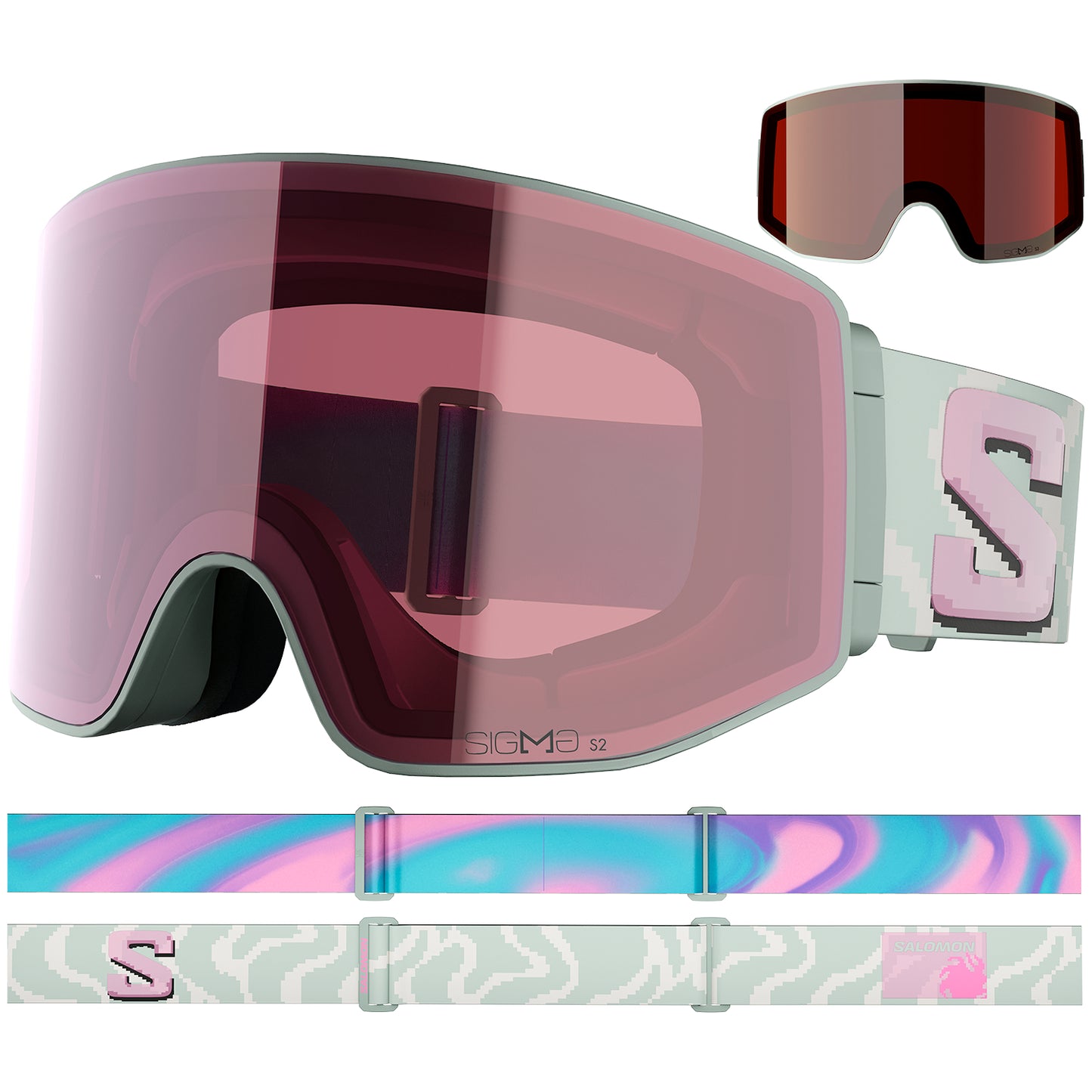 salomon sentry prime sigma goggles with bonus lens-color-icegreen/sp
