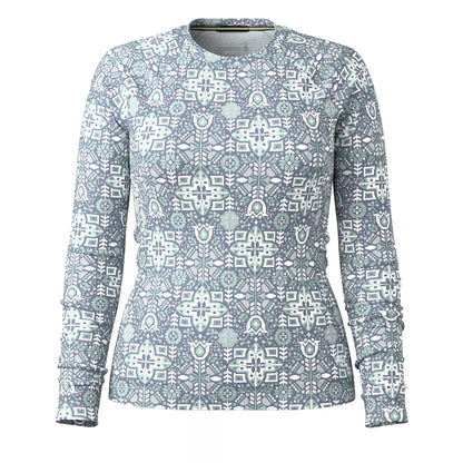 smartwool classic thermal merino women’s base layer crew-color-nightfall deco floral